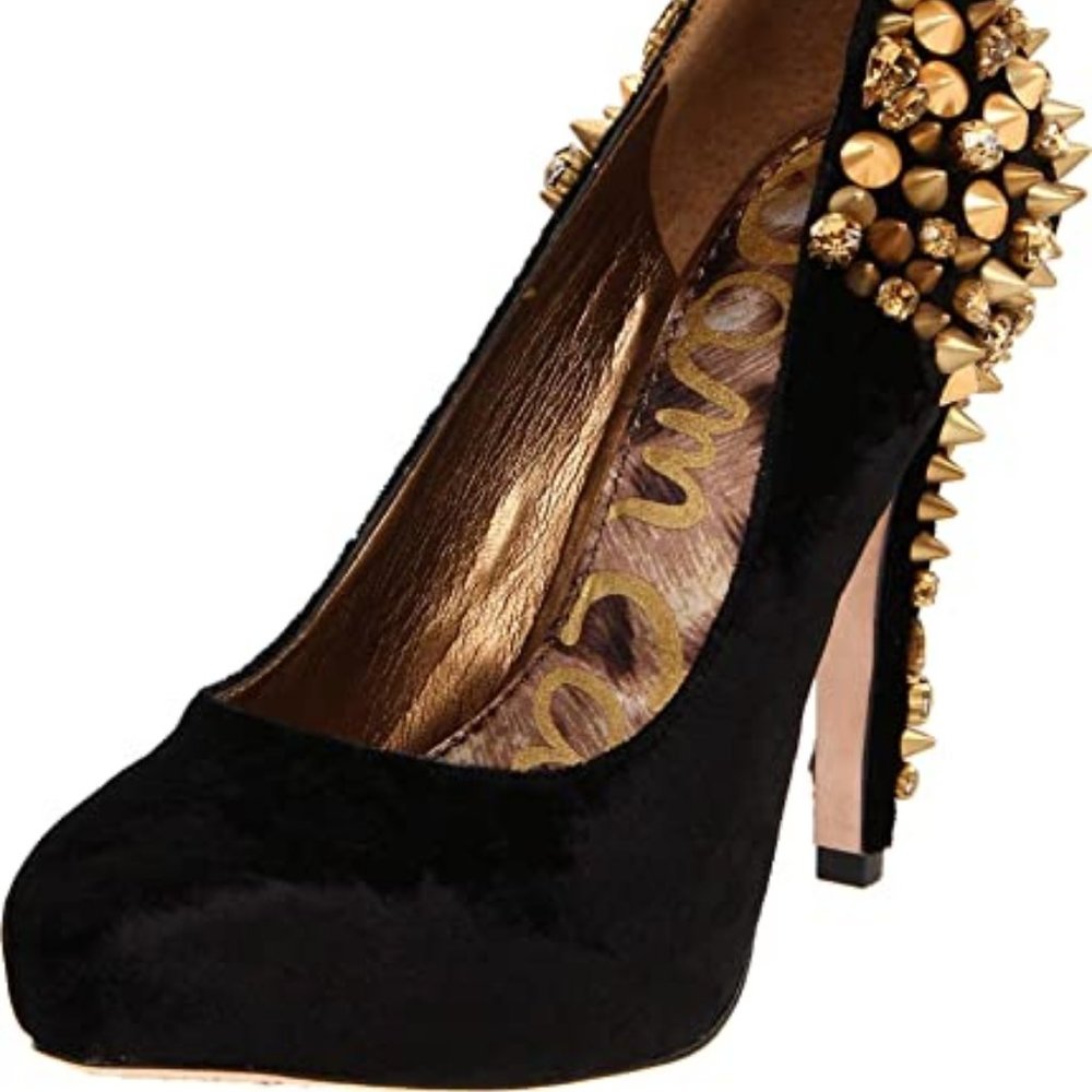 Sam Edelman black velvet roza heel